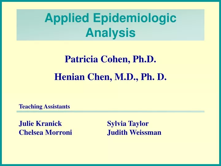 applied epidemiologic analysis