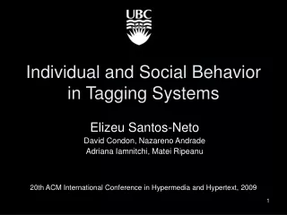 Individual and Social Behavior in Tagging Systems