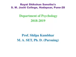 Rayat Shikshan Sanstha's S. M. Joshi College, Hadapsar, Pune-28