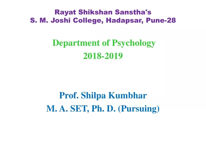 rayat shikshan sanstha s s m joshi college hadapsar pune 28