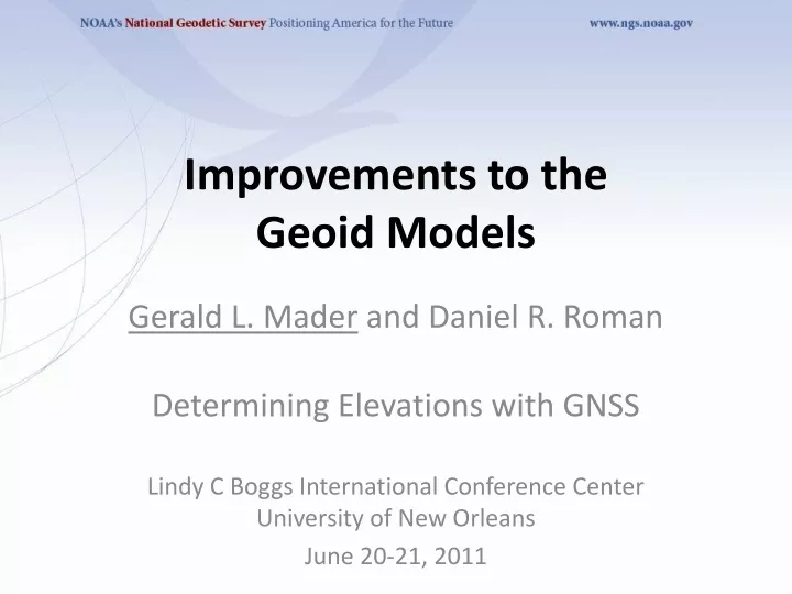 improvements to the geoid models