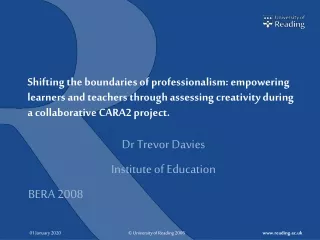 Dr Trevor Davies Institute of Education BERA 2008