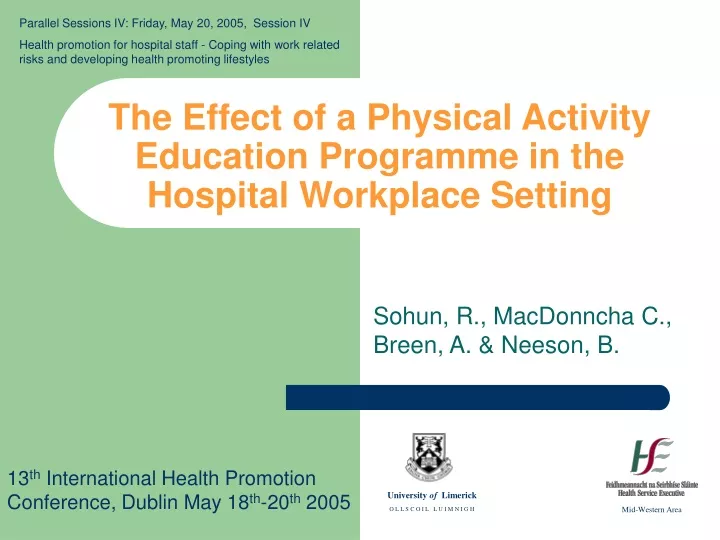 the effect of a physical activity education programme in the hospital workplace setting