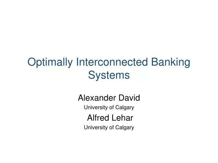 optimally interconnected banking systems