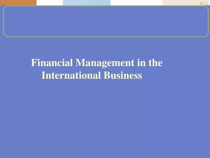 financial management in the international business