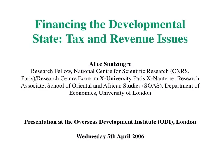 financing the developmental state tax and revenue