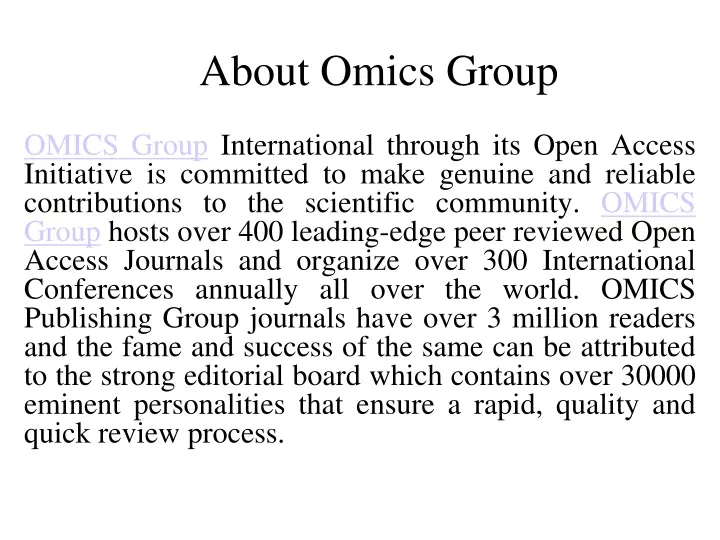 about omics group