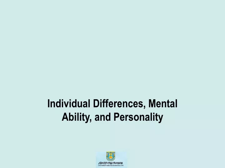 individual differences mental ability and personality
