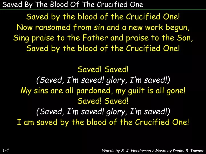 saved by the blood of the crucified one