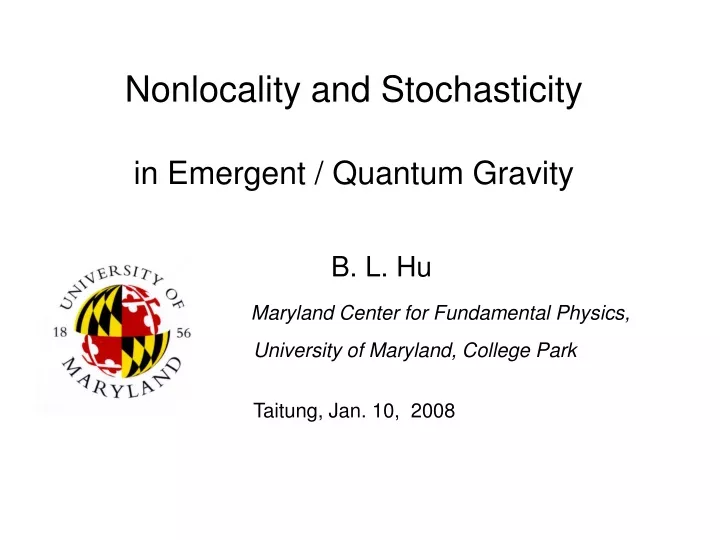 nonlocality and stochasticity in emergent quantum gravity