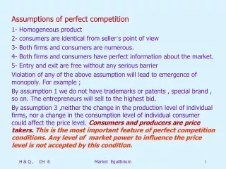 Assumptions of perfect competition