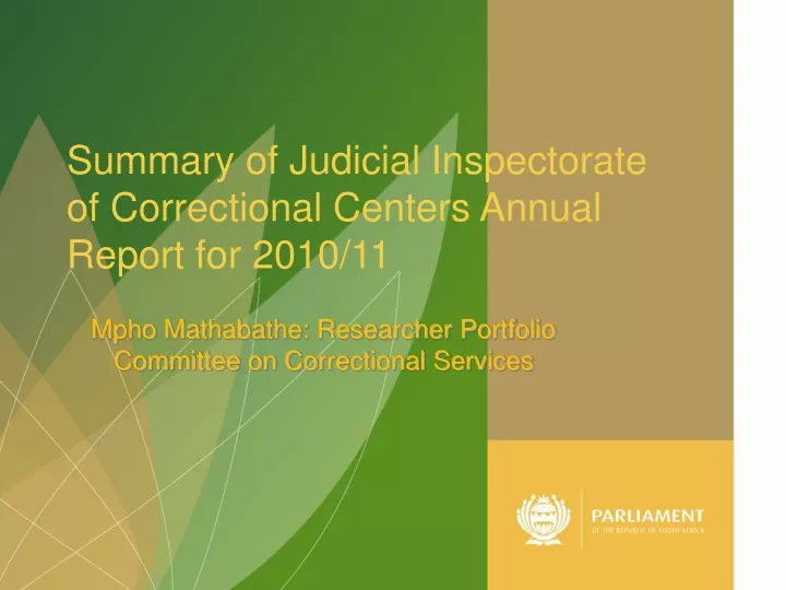 summary of judicial inspectorate of correctional