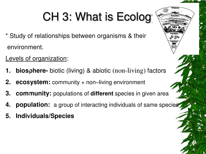 ch 3 what is ecology