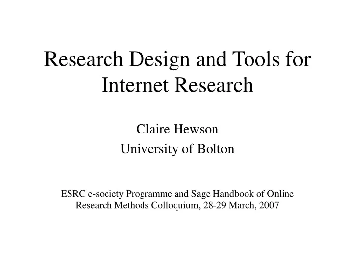 research design and tools for internet research