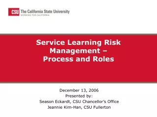 Service Learning Risk Management –  Process and Roles