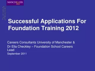 Successful Applications For Foundation Training 2012