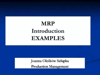 MRP  Introduction EXAMPLES