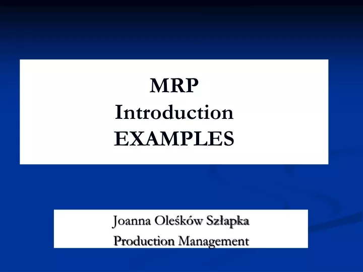 mrp introduction examples