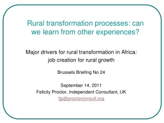 Rural transformation processes: can we learn from other experiences?