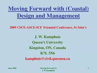 Moving Forward with (Coastal) Design and Management