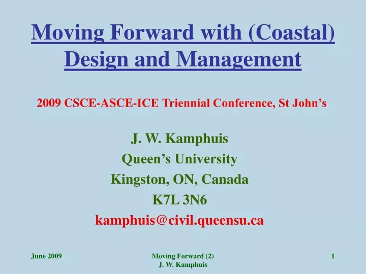 moving forward with coastal design and management