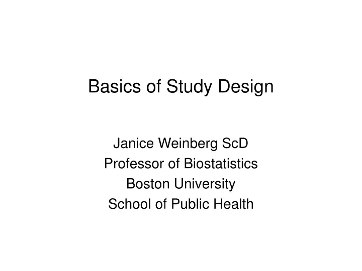 basics of study design