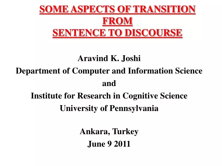 some aspects of transition from sentence