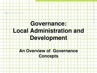 Governance: Local Administration and Development