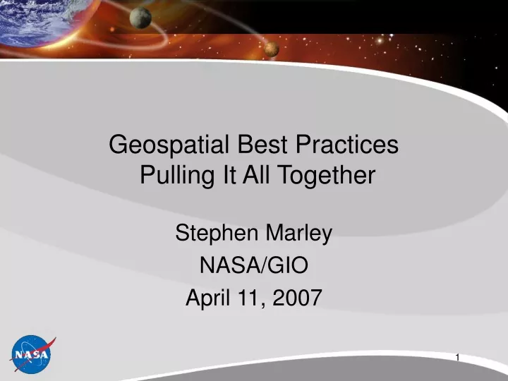 geospatial best practices pulling it all together