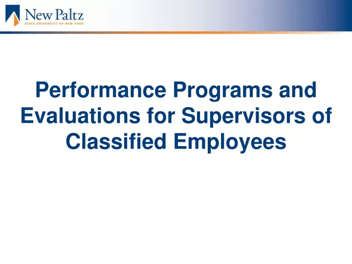 performance programs and evaluations for supervisors of classified employees
