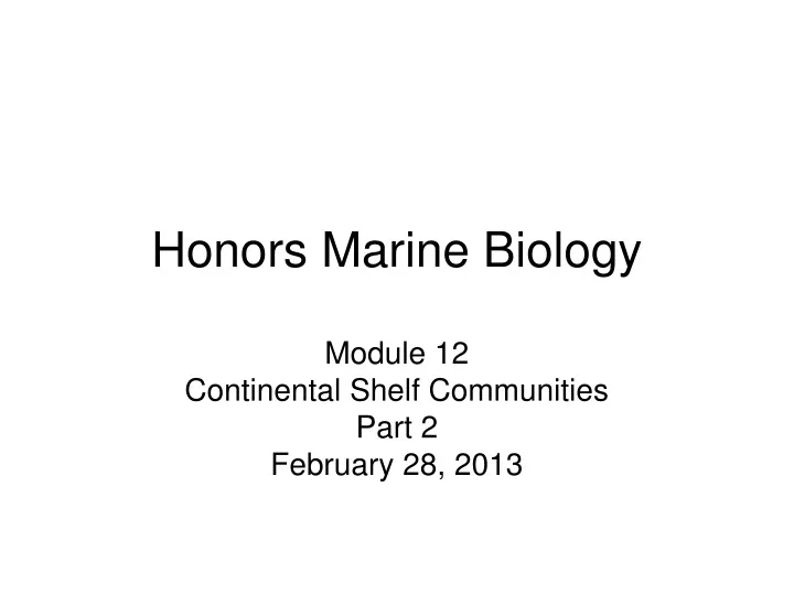 honors marine biology