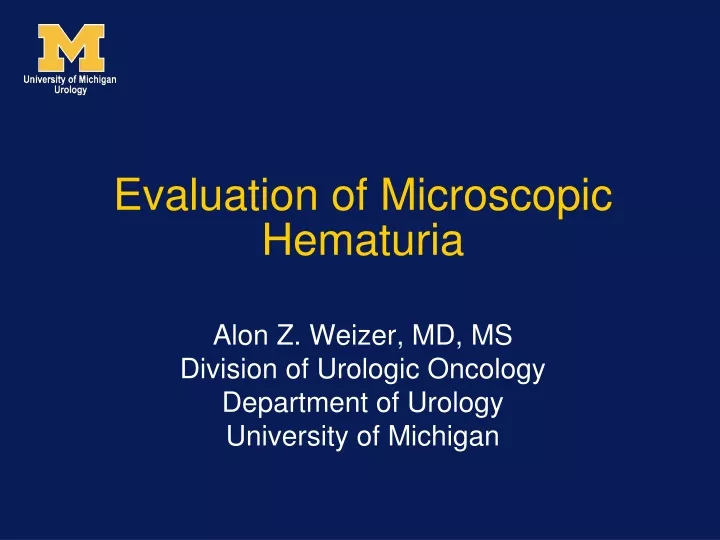 evaluation of microscopic hematuria