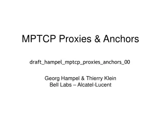 MPTCP Proxies &amp; Anchors