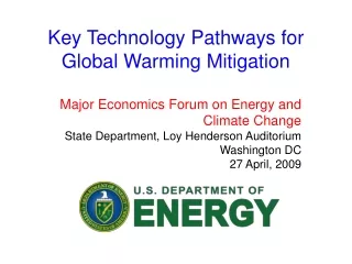 Key Technology Pathways for Global Warming Mitigation
