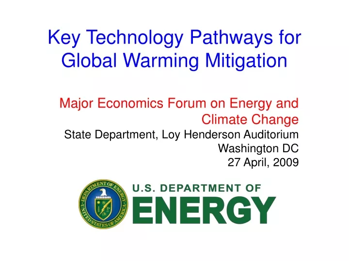 key technology pathways for global warming mitigation