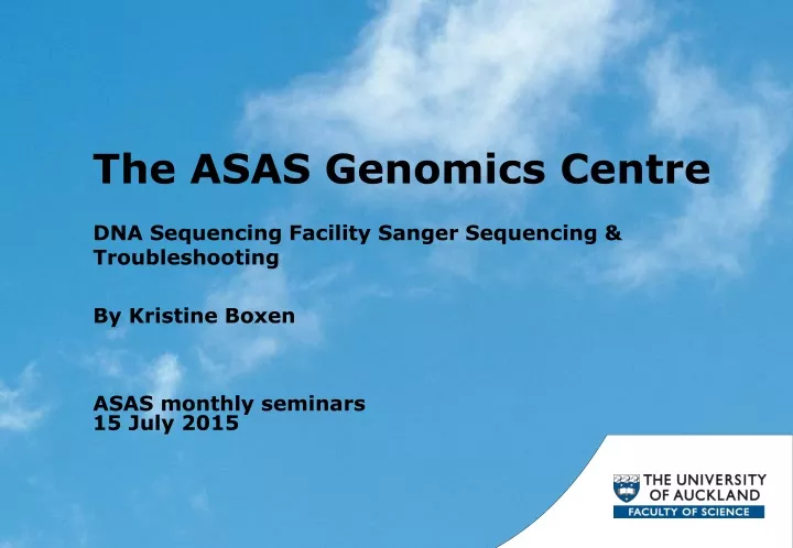 the asas genomics centre