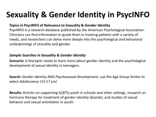 Sexuality &amp; Gender Identity in PsycINFO