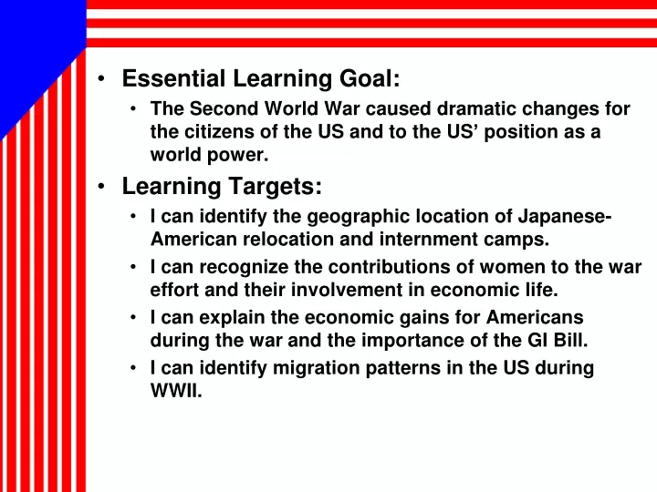 essential learning goal the second world