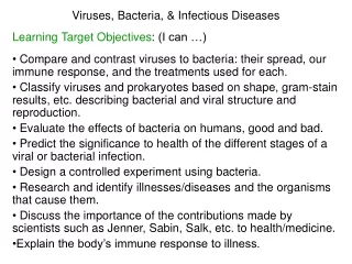 Viruses, Bacteria, &amp; Infectious Diseases