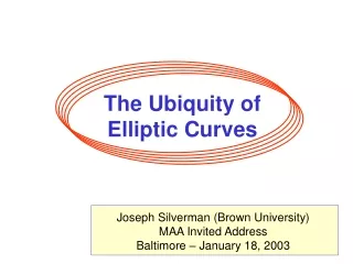 The Ubiquity of  Elliptic Curves