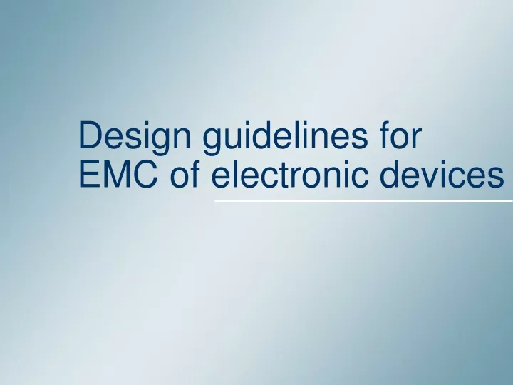 design guidelines for emc of electronic devices