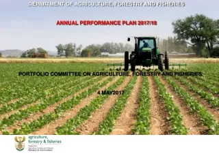 DEPARTMENT OF AGRICULTURE, FORESTRY AND FISHERIES  ANNUAL PERFORMANCE PLAN 2017/18