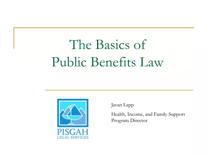 the basics of public benefits law