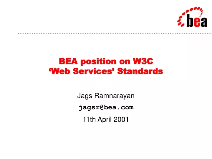 bea position on w3c web services standards
