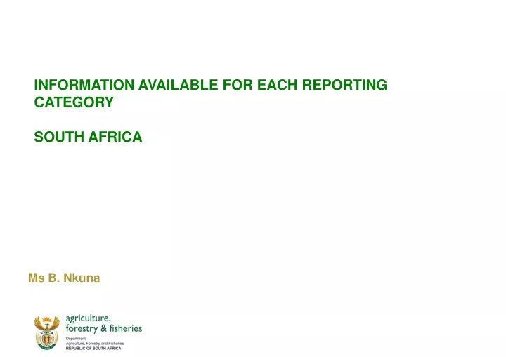 information available for each reporting category south africa