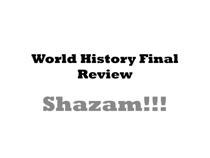 world history final review
