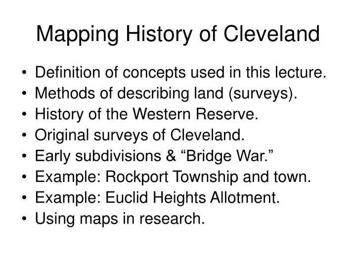 mapping history of cleveland