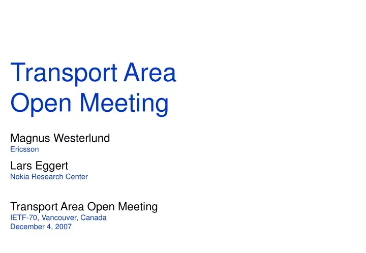 transport area open meeting