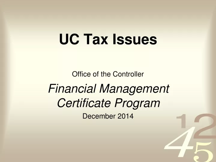 uc tax issues