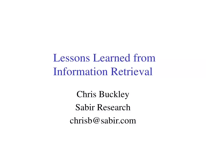 lessons learned from information retrieval
